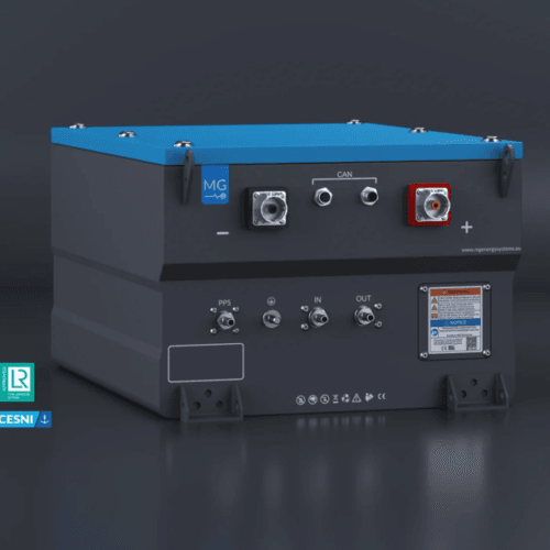 Industriellt batterimodul med anslutningar och CAN-portar