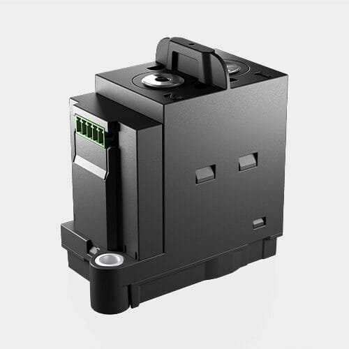 Svart elektronisk komponent med kontakter