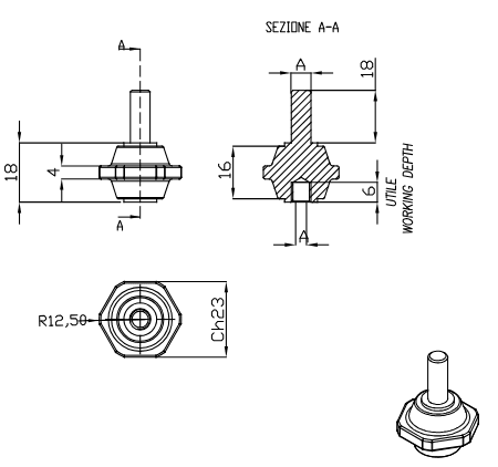 Detaljerad ritning av mekanisk komponent