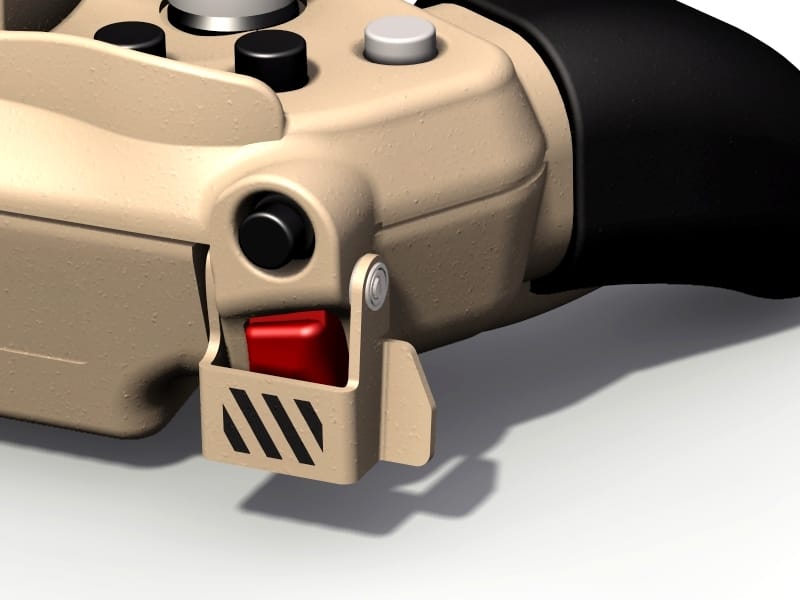 Detalj av en beige joystick