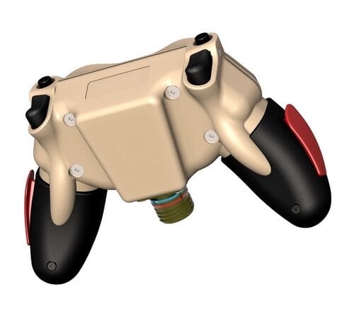 Spelkonsolkontrollens baksida med knappar