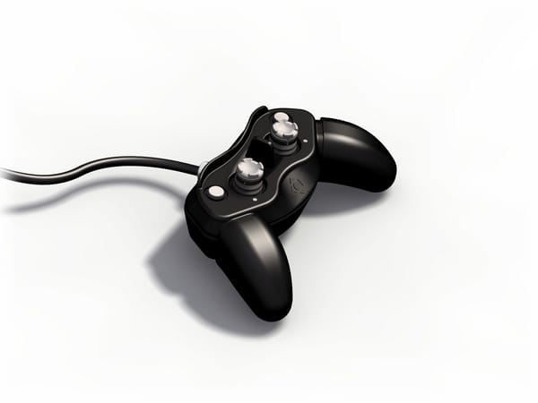 Svart spelkontroll med kabel