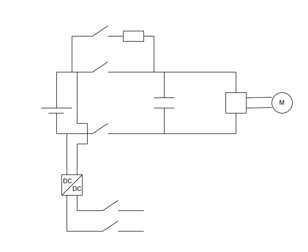 Elektrisk kretsdiagram med motor och strömförsörjning